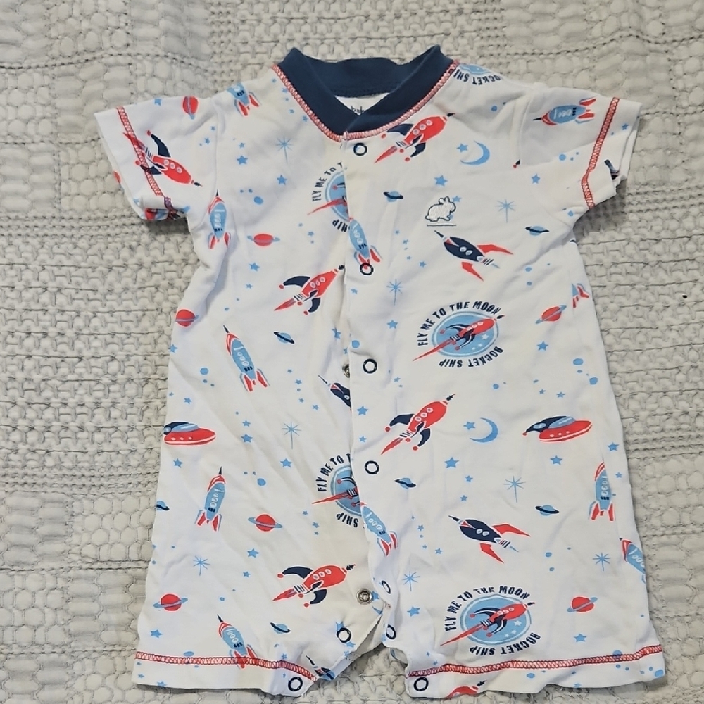 babycottons White and Red Rocket One Piece